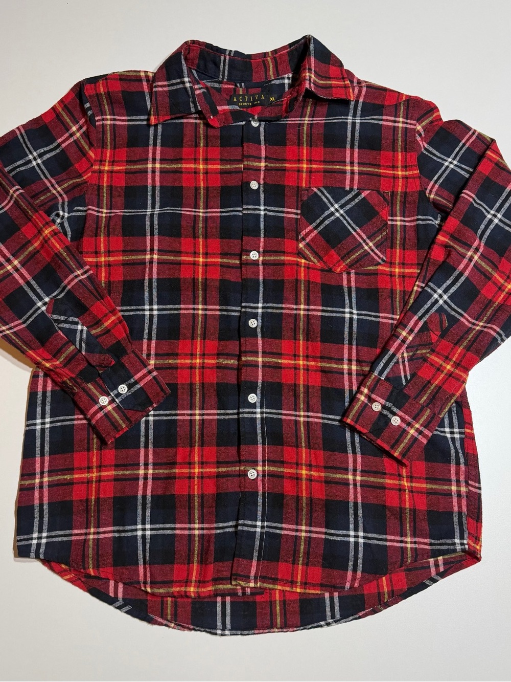 Ativa Red, Black & Yellow Plaid Flannel Shirt